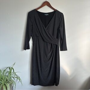 Lauren Ralph Lauren Faux-Wrap Polka Dot Everyday Dress - Size 12